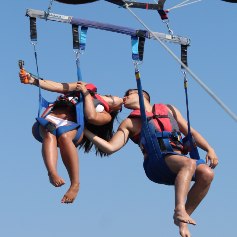 Parasailing along the Albufeira coastline