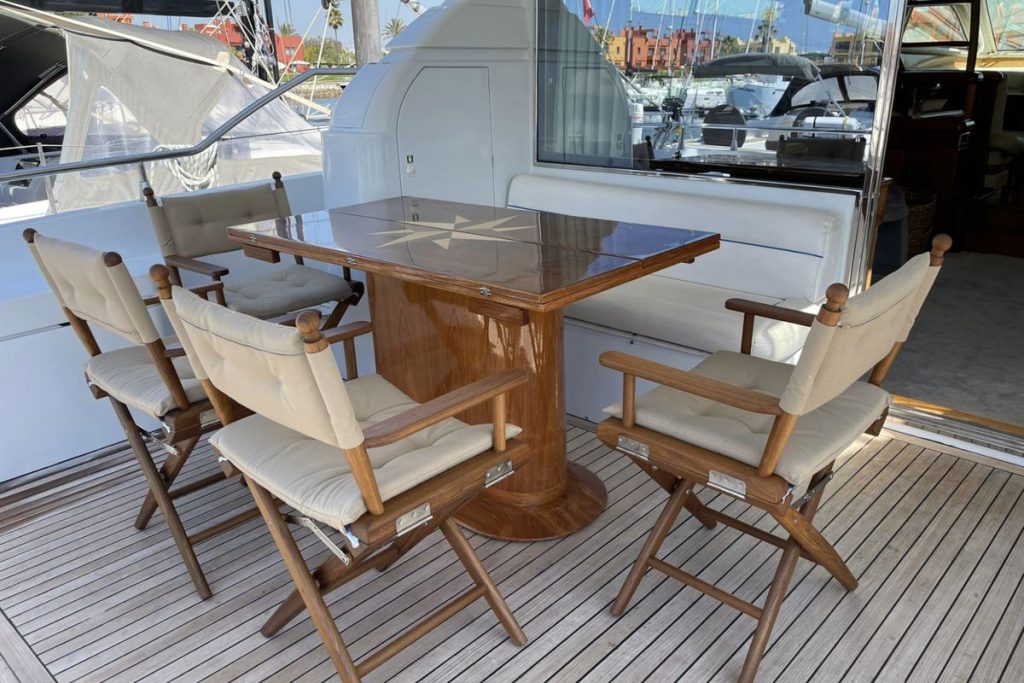 Table set for lunch on the deck of a charter yacht